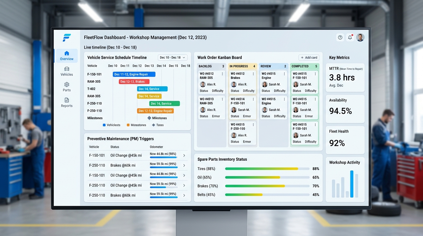 FleetSemic Maintenance & Workshop Management UI